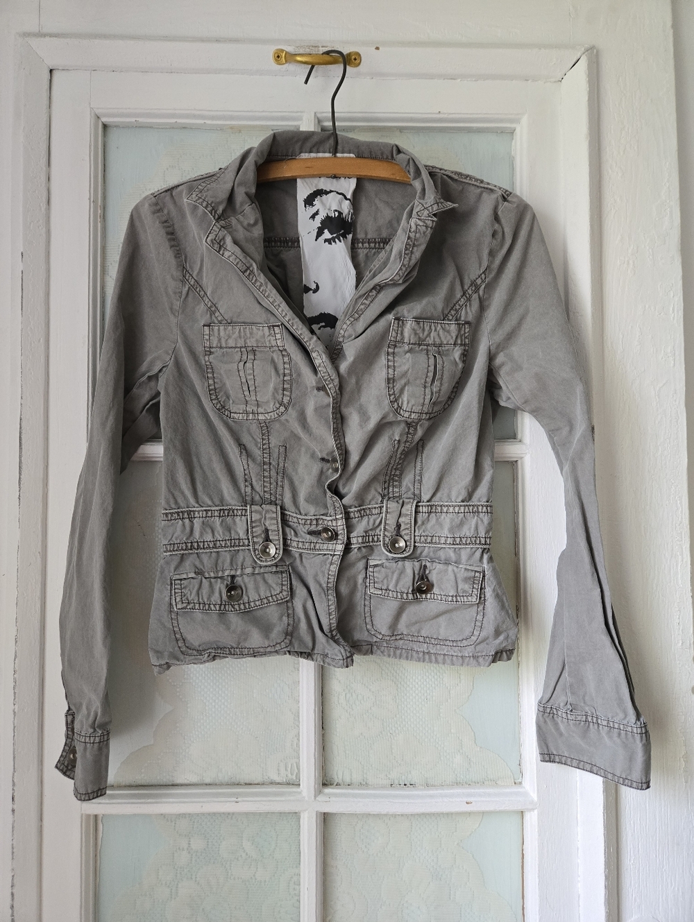 Armor Jeans Grey Cotton Utility Jacket XS